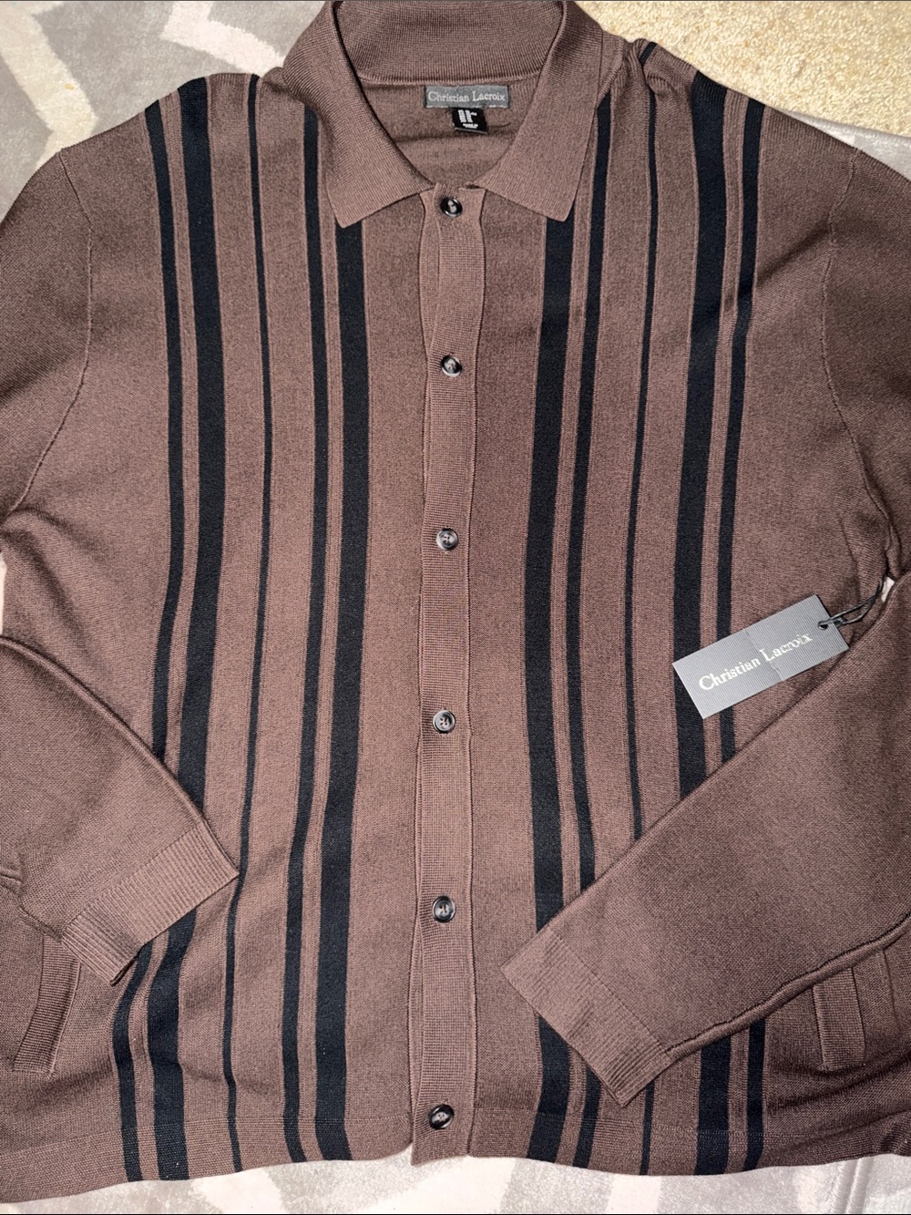 Men’s XL Christian Lacroix Button Front Knit Shirt / NEW
